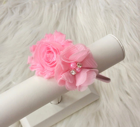 Light Pink Flower Hard Headband - Toddler Headband - Girls Headband - Julia Grace Designs