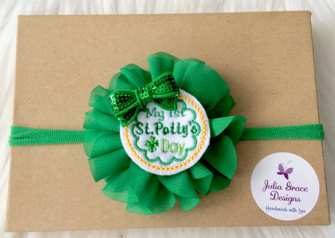 Baby's 1st St Patricks Day - Baby's 1st Headband - Baby Headband - Baby - Julia Grace Designs