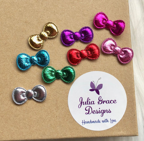 Add 1 Mini Solid Metallic Bow to ANY Badge Reel or Hair Clip Design - (1) BOW ONLY - Must Purchase w/ a Julia Grace Designs Badge Reel or Hair Clip