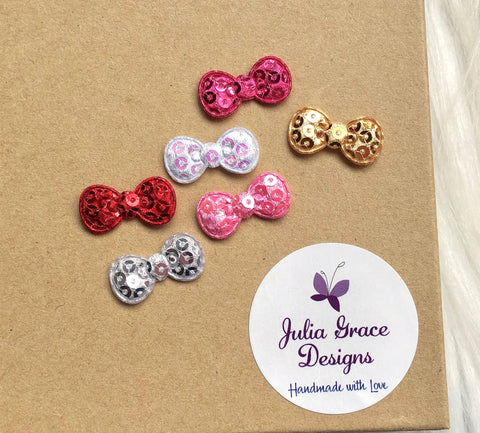 Add 1 Mini Solid Sequin Bow to ANY Badge Reel or Hair Clip Design - (1) BOW ONLY - Must Purchase w/ a Julia Grace Designs Badge Reel or Hair Clip