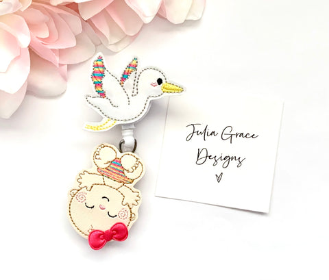 Stork with Baby Badge Reel // Labor & Delivery Badge Reel