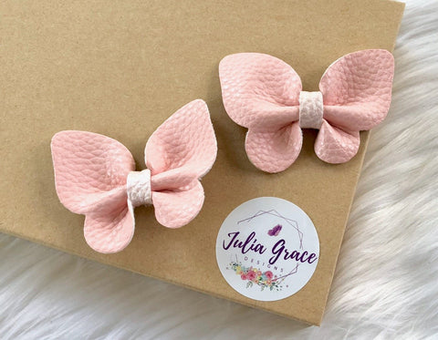 Light Pink/Blush Pink Butterfly | HEADBAND OR HAIR CLIP (You Choose!) | 2.5" Bow - Julia Grace Designs