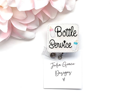 Glitter Bottle Service Badge Reel, Badge Topper, or Lanyard // Brooch Pin, Fridge Magnet, Planner Clip