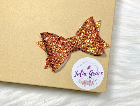 Orange Sparkle Bow | HEADBAND OR HAIR CLIP (You Choose!) | 3" Olivia Bow - Julia Grace Designs