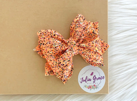 BOO-tiful Glitter Bow | HEADBAND OR HAIR CLIP (You Choose!) | 4.5" Nora Bow - Julia Grace Designs