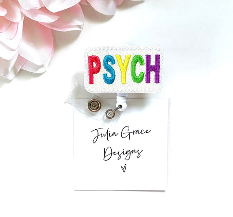 Rainbow Psych Nurse Badge Reel, Badge Topper, or Lanyard // Brooch Pin, Fridge Magnet, Planner Clip