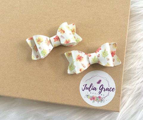 Petite Fall Leaf Bow | HEADBAND OR HAIR CLIP (You Choose!) | 2" Bow - Julia Grace Designs