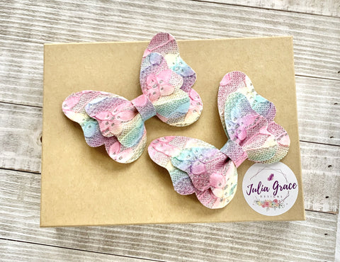 Pastel ombre butterfly, faux leather butterfly
