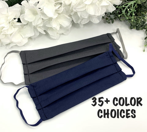 FACE COVER - 35+ SOLIDS COLORS! | ADULT & CHILD SIZES | POCKET FILTER/ NOSE WIRE OPTIONS - Julia Grace Designs