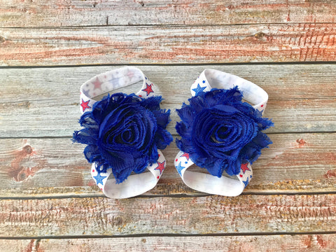 4th of July Barefoot Sandals/Baby Barefoot Sandals/Barefoot Sandals/Baby Shoes/Baby Sandals/Newborn Sandals/Patriotic Sandals/Baby Girl Shoe