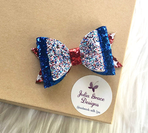 4th of July HEADBAND or CLIP, 4th of July Bow, Girls Hairbow, 4th of July Barrette, No Slip Hair Clip, Girl Hair Clip, Patriotic Bow, Girl