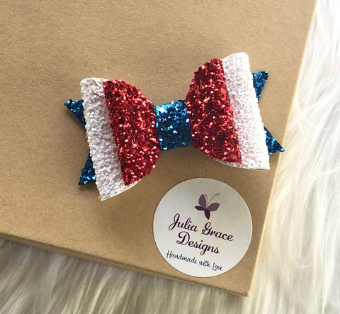 4th of July HEADBAND or CLIP, 4th of July Bow, Girls Hairbow, 4th of July Barrette, No Slip Hair Clip, Girl Hair Clip, Patriotic Bow, Girl
