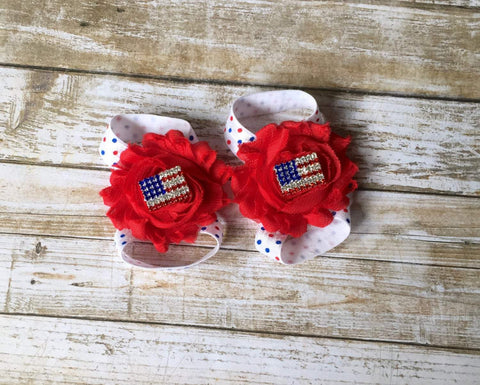 4th of July Barefoot Sandals/Baby Barefoot Sandals/Barefoot Sandals/Baby Shoes/Baby Sandals/Newborn Sandals/Patriotic Sandals/Baby Girl Shoe